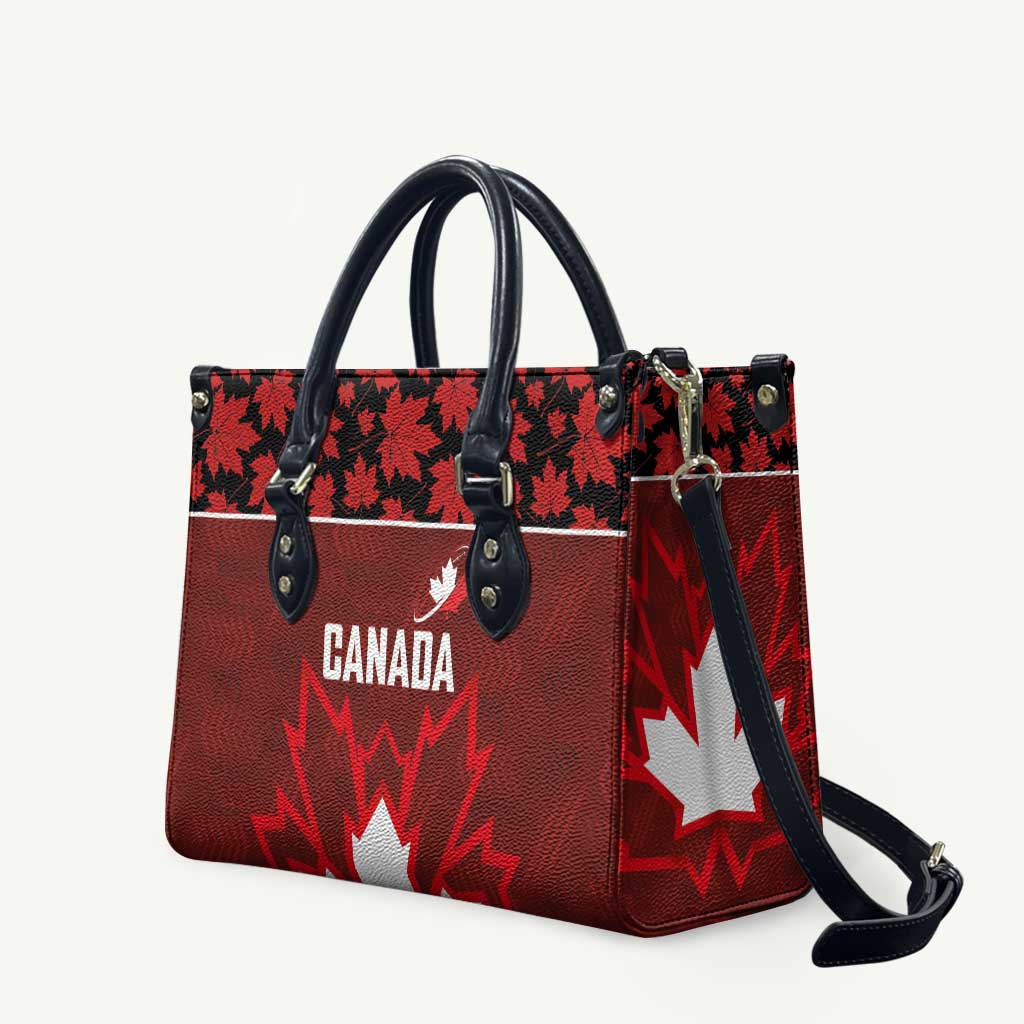 Canadian Rugby Leather Bag Maple Leaves Sporty Art Style Red Color - Wonder Print Shop