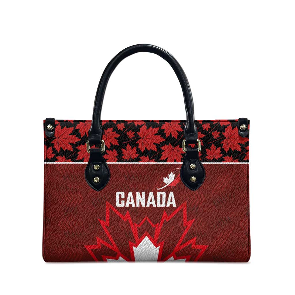 Canadian Rugby Leather Bag Maple Leaves Sporty Art Style Red Color - Wonder Print Shop