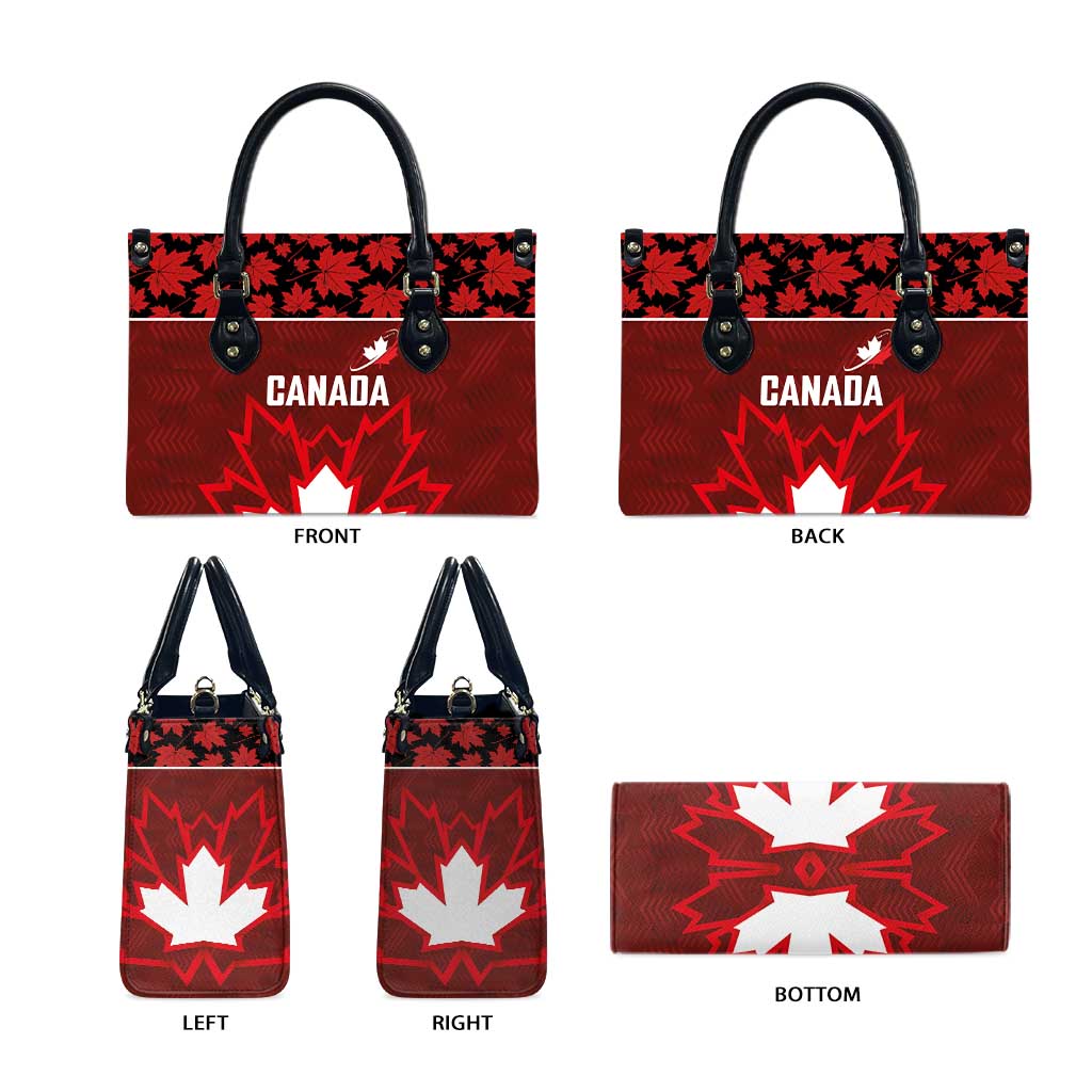 Canadian Rugby Leather Bag Maple Leaves Sporty Art Style Red Color - Wonder Print Shop