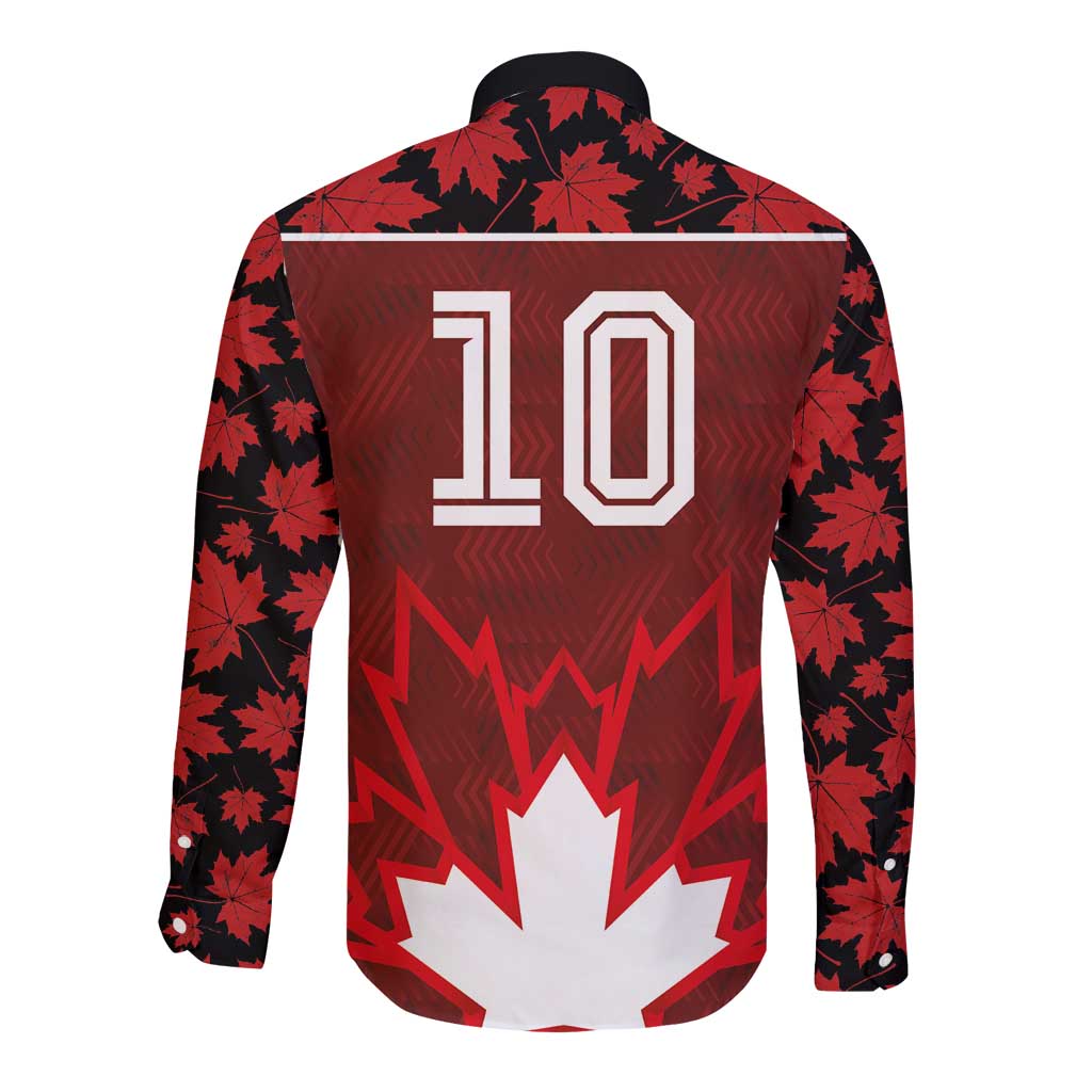 Custom Canadian Rugby Long Sleeve Button Shirt Maple Leaves Sporty Art Style Red Color - Wonder Print Shop