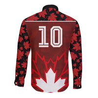 Custom Canadian Rugby Long Sleeve Button Shirt Maple Leaves Sporty Art Style Red Color - Wonder Print Shop
