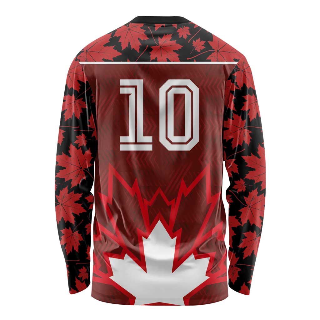 Custom Canadian Rugby Long Sleeve Shirt Maple Leaves Sporty Art Style Red Color - Wonder Print Shop