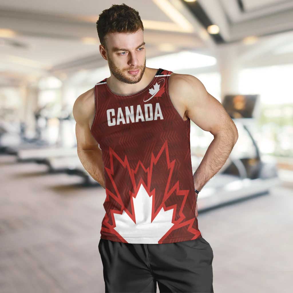 Custom Canadian Rugby Men Tank Top Maple Leaves Sporty Art Style Red Color - Wonder Print Shop