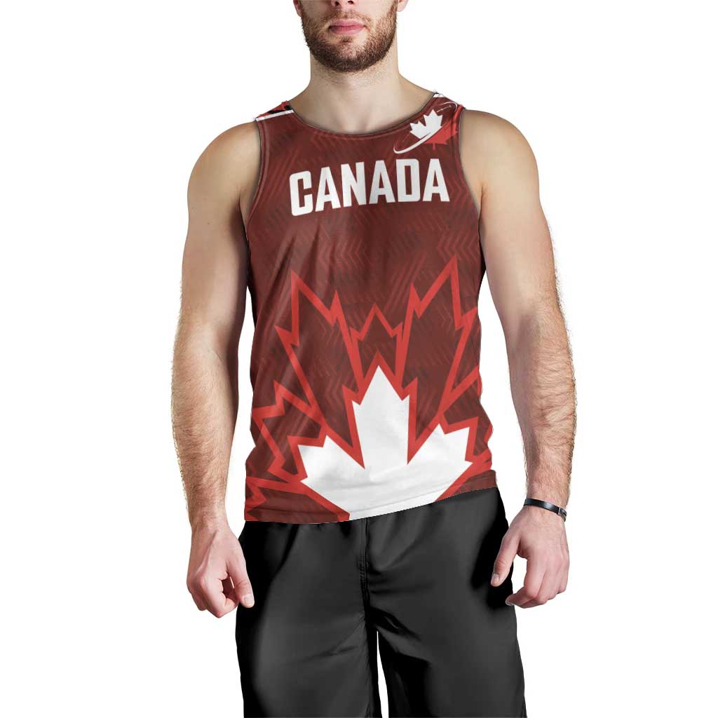 Custom Canadian Rugby Men Tank Top Maple Leaves Sporty Art Style Red Color - Wonder Print Shop