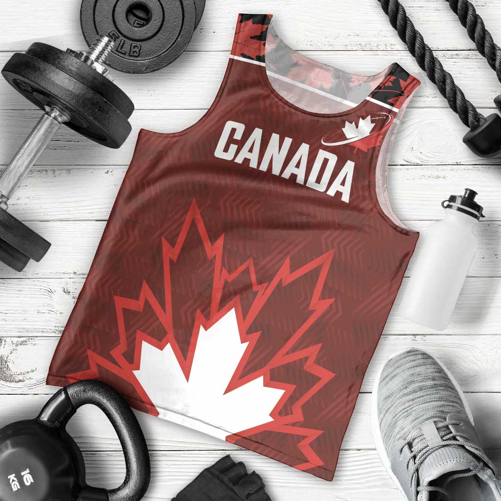 Custom Canadian Rugby Men Tank Top Maple Leaves Sporty Art Style Red Color - Wonder Print Shop