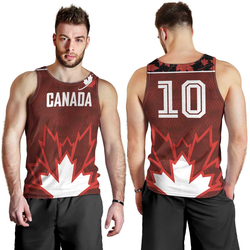 Custom Canadian Rugby Men Tank Top Maple Leaves Sporty Art Style Red Color - Wonder Print Shop