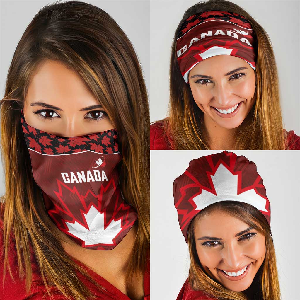 Canadian Rugby Neck Gaiter Maple Leaves Sporty Art Style Red Color - Wonder Print Shop