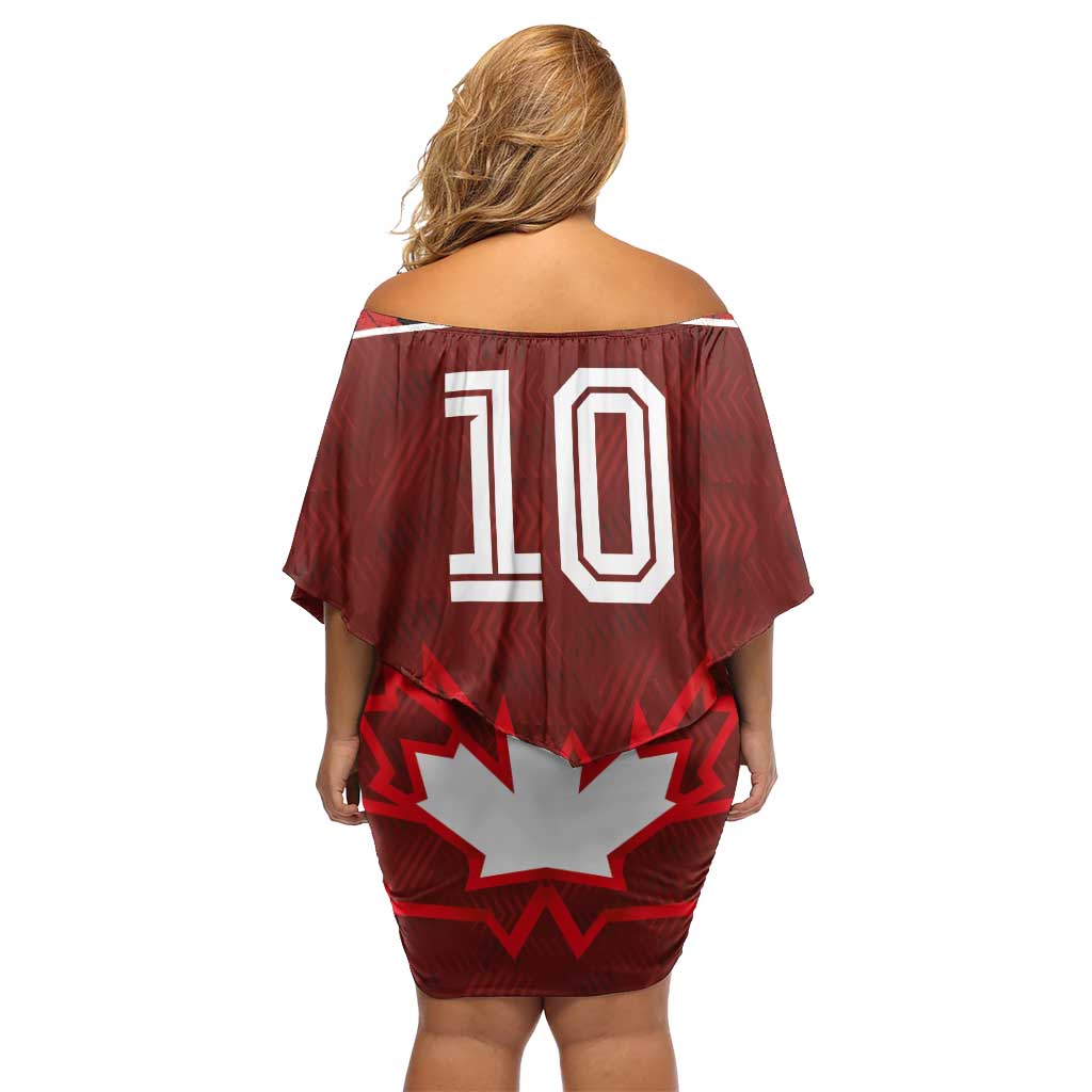 Custom Canadian Rugby Off Shoulder Short Dress Maple Leaves Sporty Art Style Red Color - Wonder Print Shop