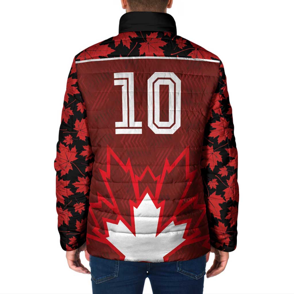 Custom Canadian Rugby Padded Jacket Maple Leaves Sporty Art Style Red Color - Wonder Print Shop