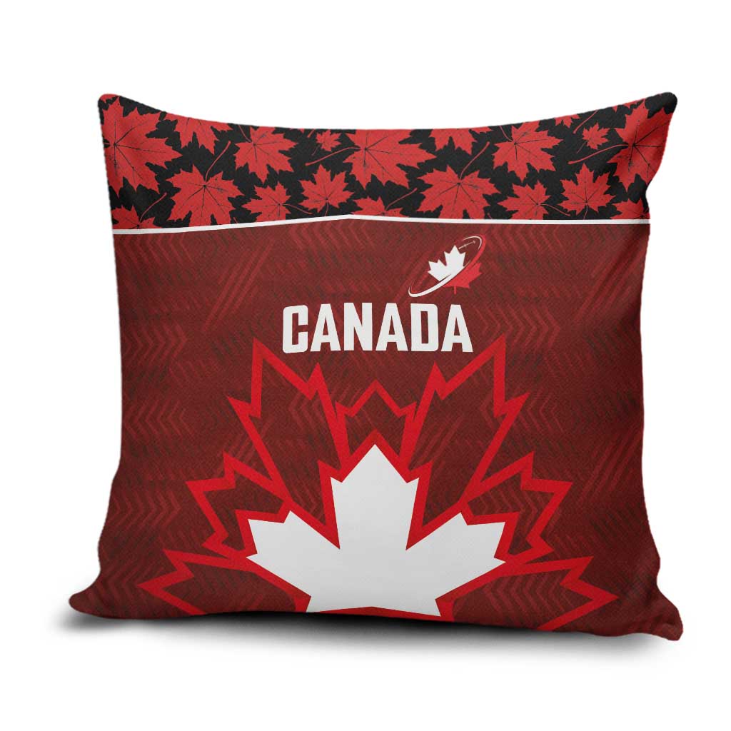 Canadian Rugby Pillow Cover Maple Leaves Sporty Art Style Red Color - Wonder Print Shop