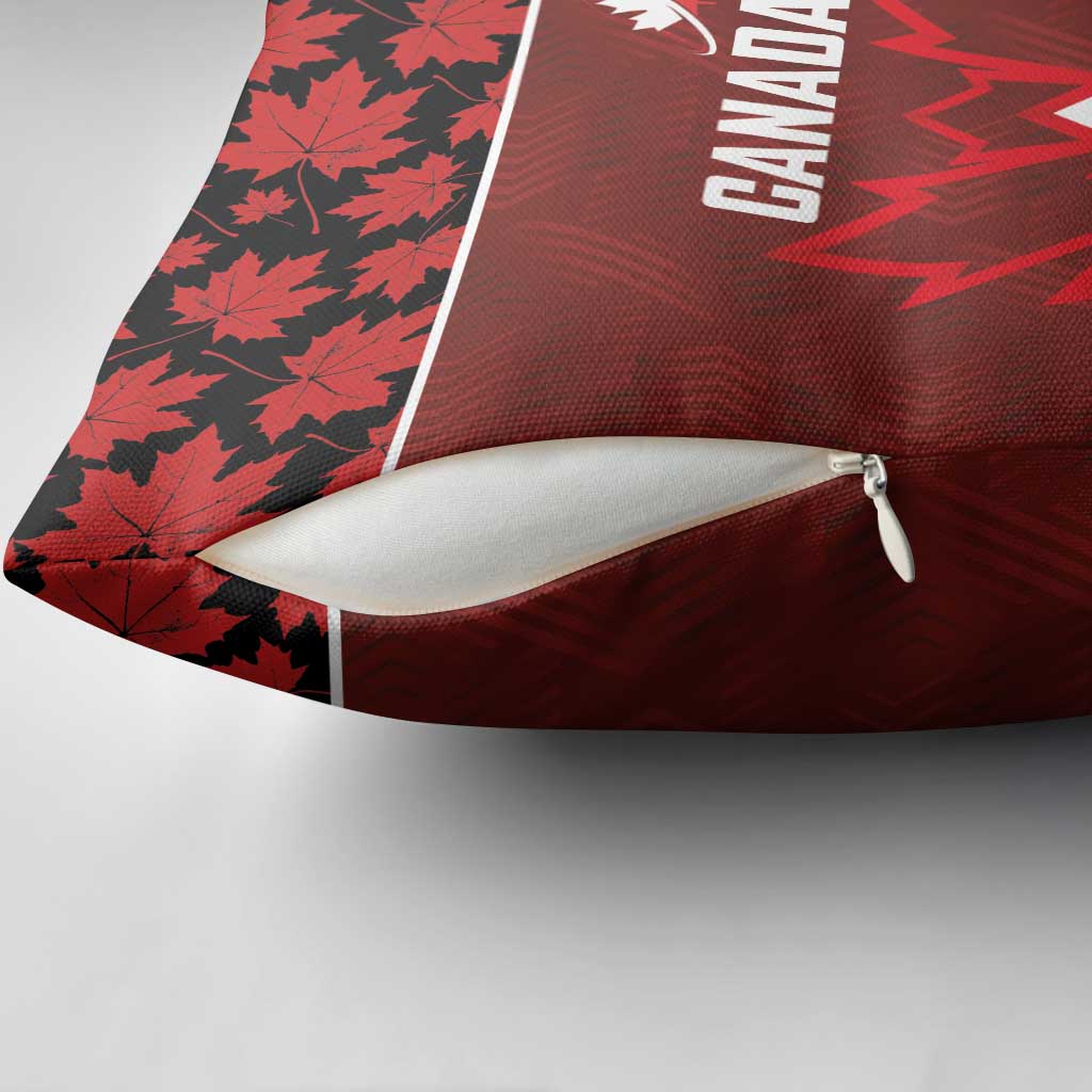 Canadian Rugby Pillow Cover Maple Leaves Sporty Art Style Red Color - Wonder Print Shop
