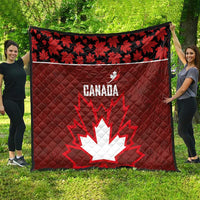 Canadian Rugby Quilt Maple Leaves Sporty Art Style Red Color - Wonder Print Shop