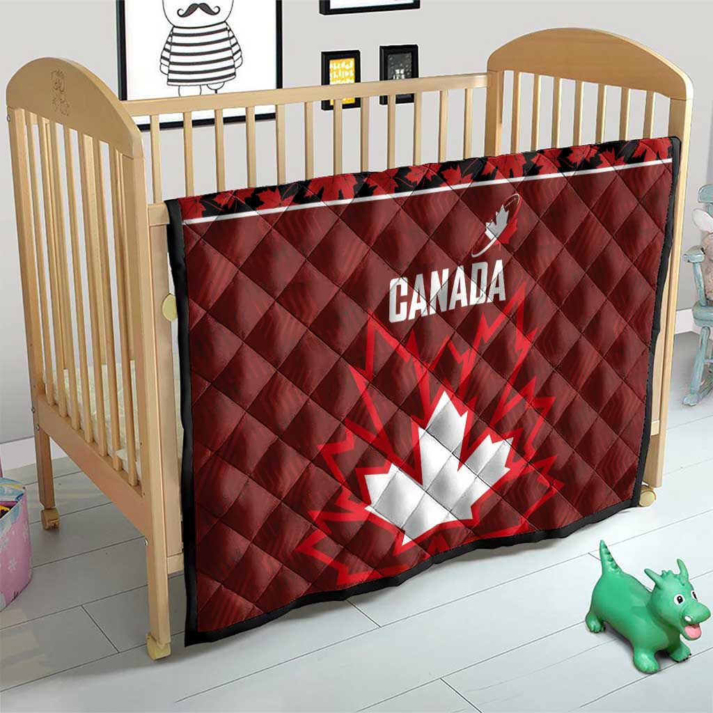 Canadian Rugby Quilt Maple Leaves Sporty Art Style Red Color - Wonder Print Shop