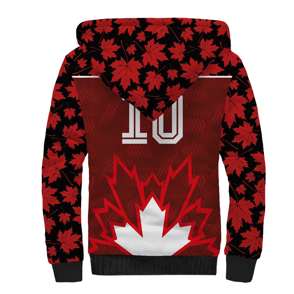 Custom Canadian Rugby Sherpa Hoodie Maple Leaves Sporty Art Style Red Color - Wonder Print Shop