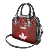 Canadian Rugby Shoulder Handbag Maple Leaves Sporty Art Style Red Color - Wonder Print Shop