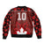 Custom Canadian Rugby Sleeve Zip Bomber Jacket Maple Leaves Sporty Art Style Red Color - Wonder Print Shop