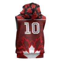 Custom Canadian Rugby Sleeveless Hoodie Maple Leaves Sporty Art Style Red Color - Wonder Print Shop