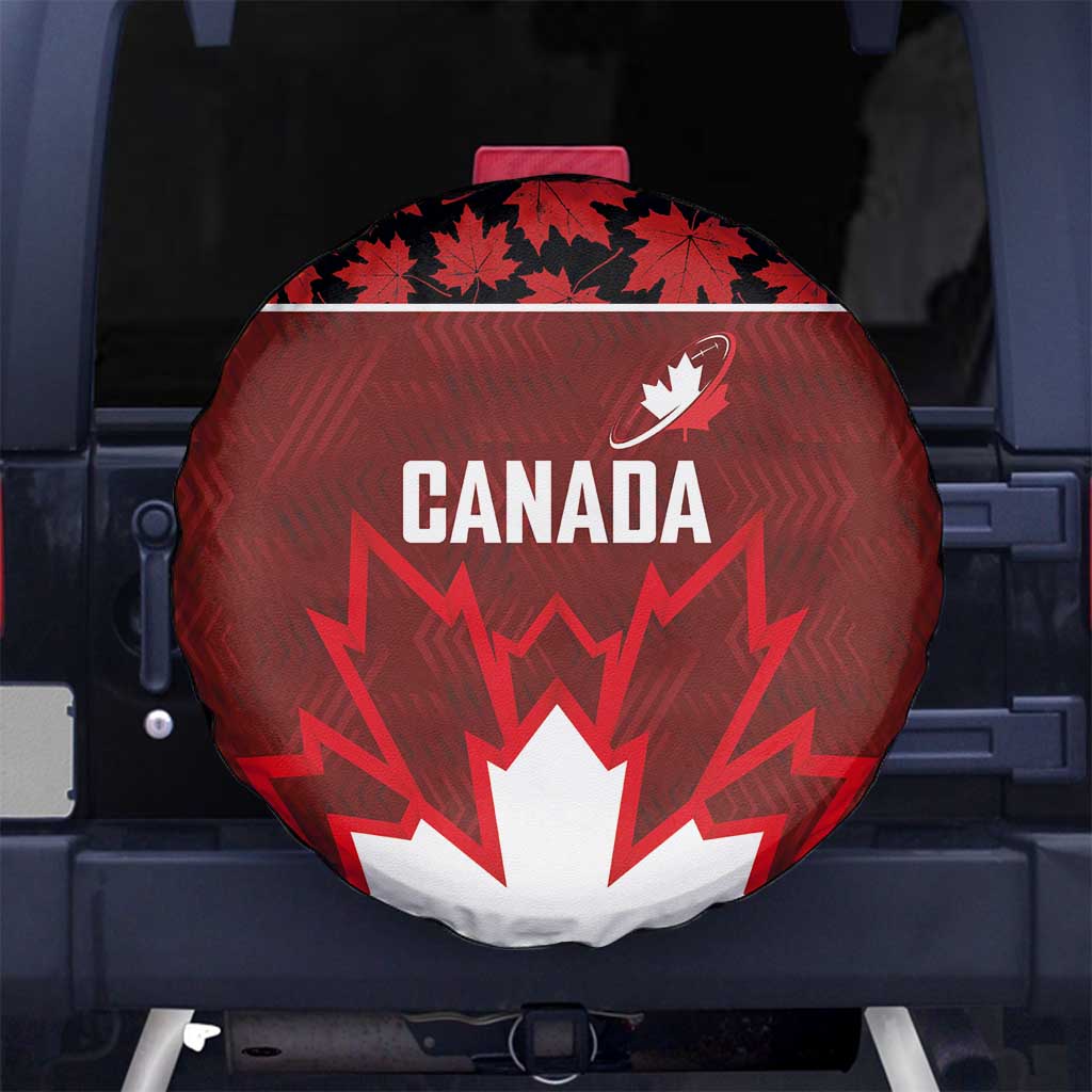 Canadian Rugby Spare Tire Cover Maple Leaves Sporty Art Style Red Color - Wonder Print Shop