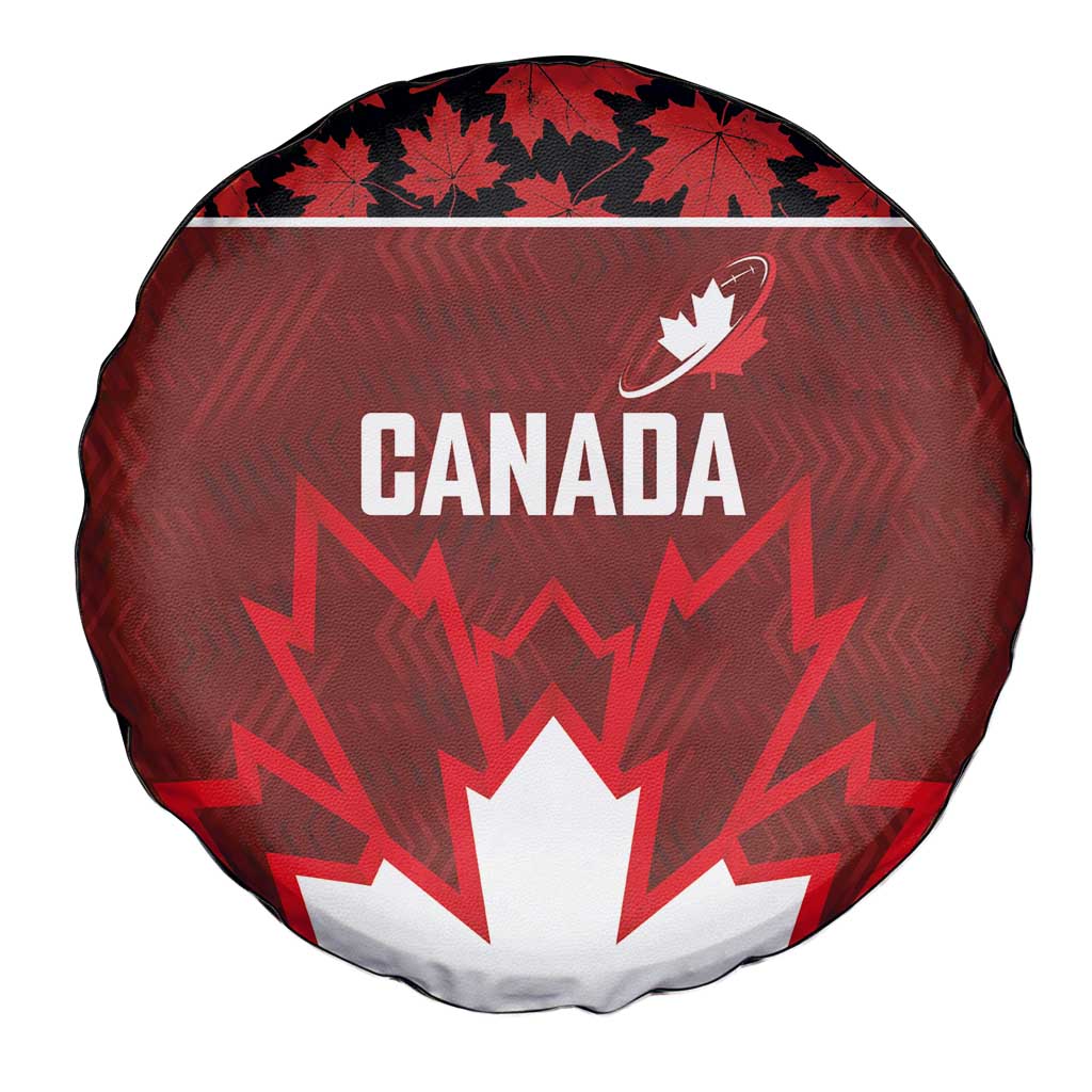 Canadian Rugby Spare Tire Cover Maple Leaves Sporty Art Style Red Color - Wonder Print Shop