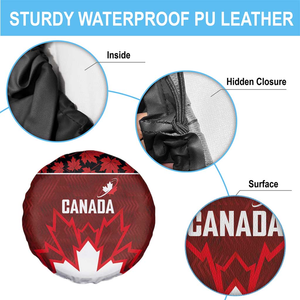 Canadian Rugby Spare Tire Cover Maple Leaves Sporty Art Style Red Color - Wonder Print Shop