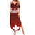 Custom Canadian Rugby Summer Maxi Dress Maple Leaves Sporty Art Style Red Color - Wonder Print Shop
