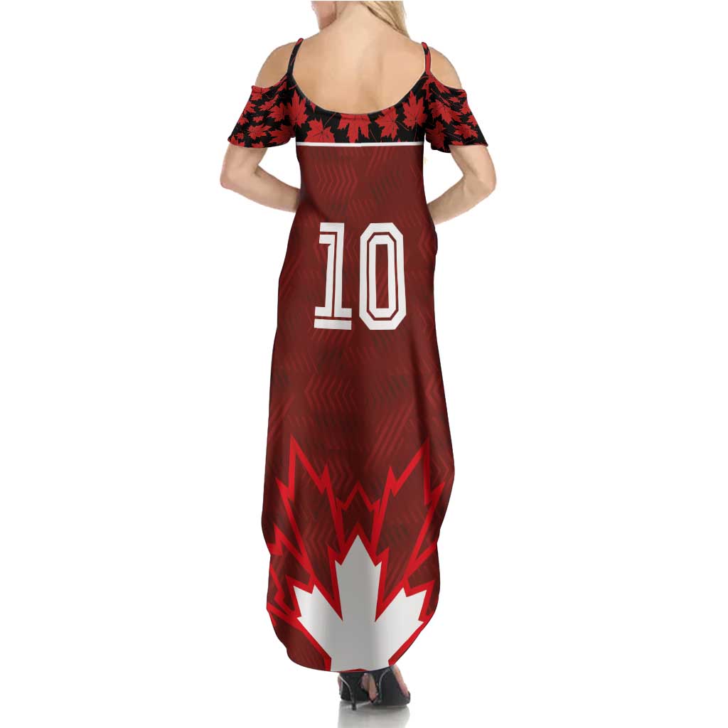 Custom Canadian Rugby Summer Maxi Dress Maple Leaves Sporty Art Style Red Color - Wonder Print Shop