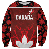 Custom Canadian Rugby Sweatshirt Maple Leaves Sporty Art Style Red Color - Wonder Print Shop