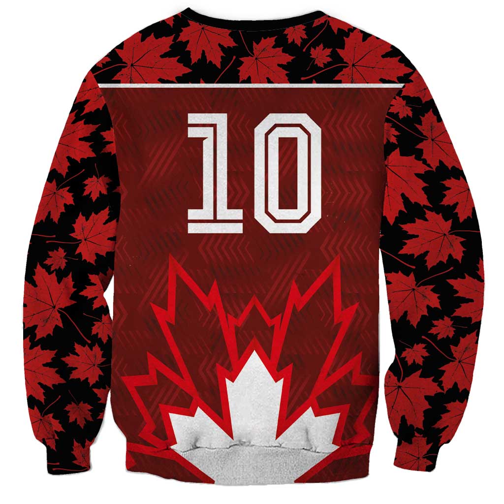 Custom Canadian Rugby Sweatshirt Maple Leaves Sporty Art Style Red Color - Wonder Print Shop