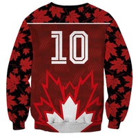 Custom Canadian Rugby Sweatshirt Maple Leaves Sporty Art Style Red Color - Wonder Print Shop