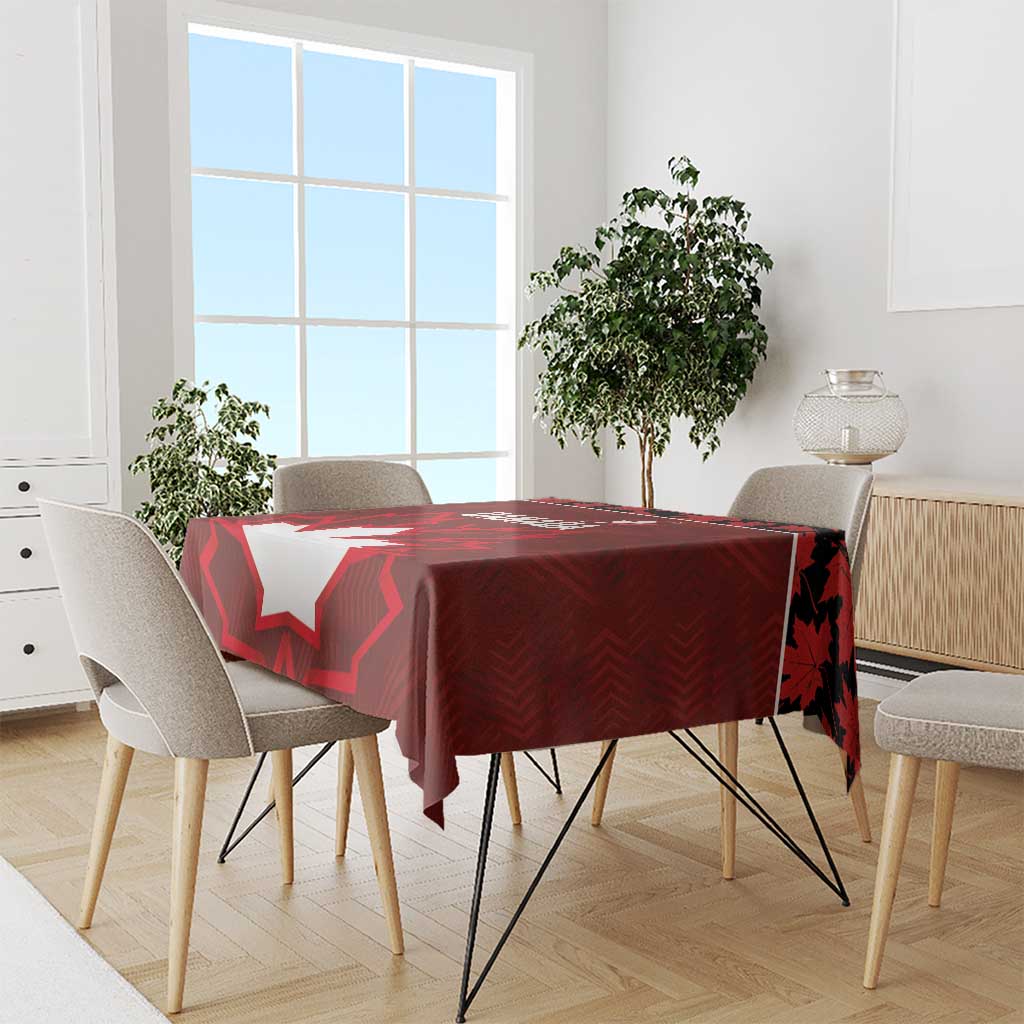 Canadian Rugby Tablecloth Maple Leaves Sporty Art Style Red Color - Wonder Print Shop