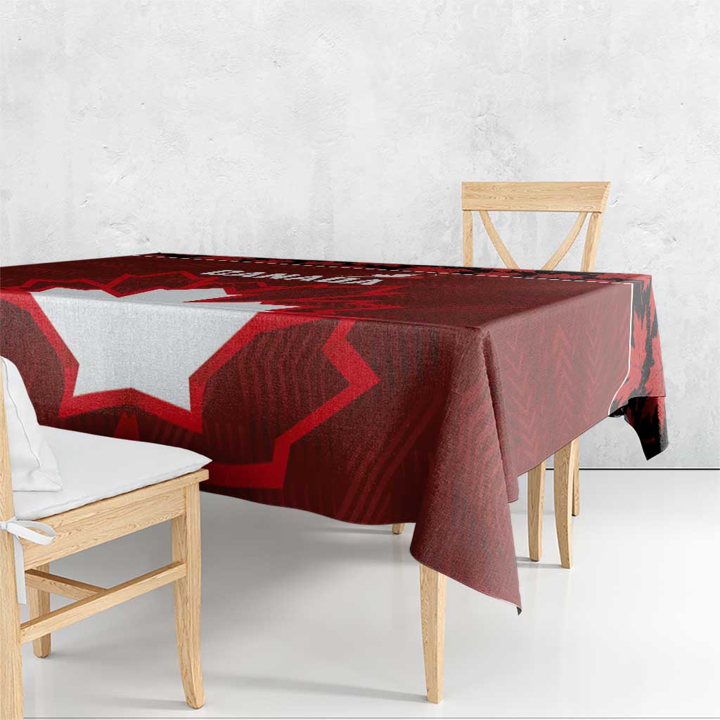Canadian Rugby Tablecloth Maple Leaves Sporty Art Style Red Color - Wonder Print Shop