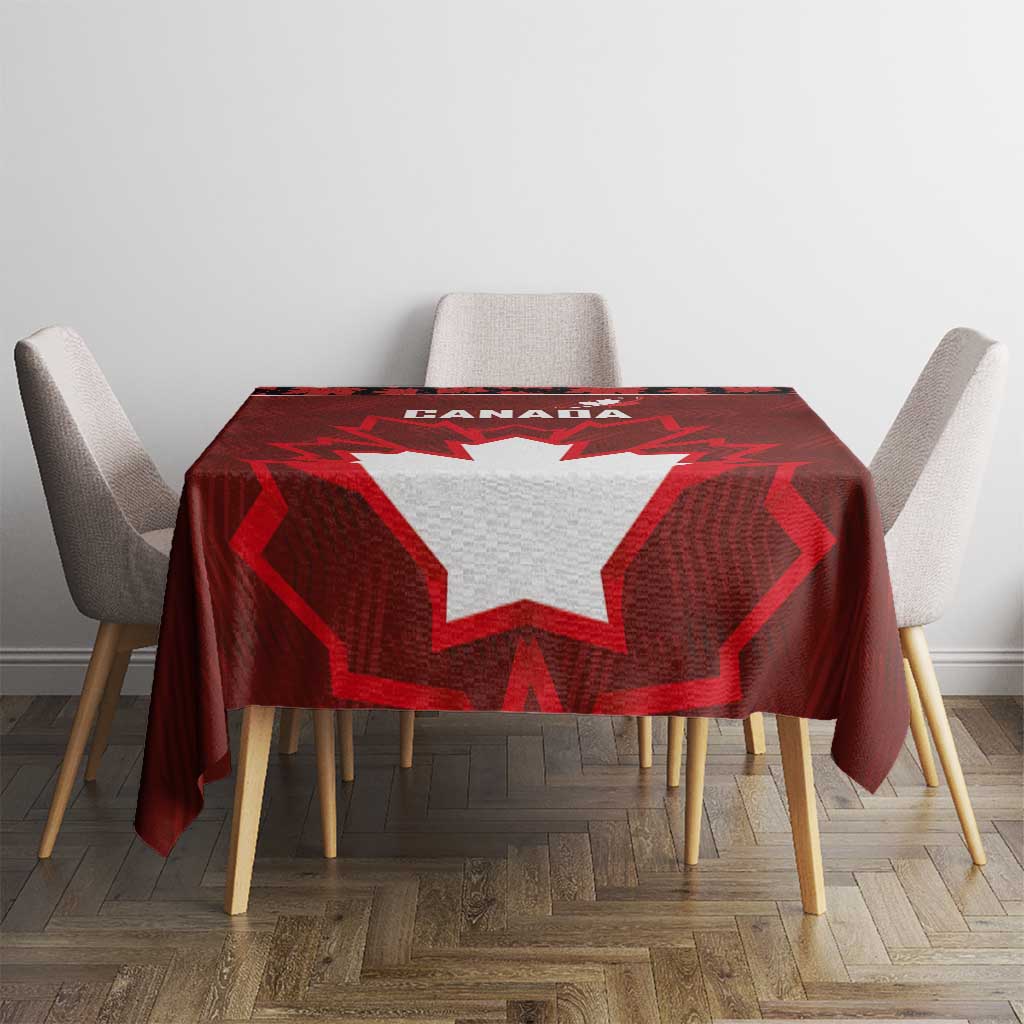Canadian Rugby Tablecloth Maple Leaves Sporty Art Style Red Color - Wonder Print Shop