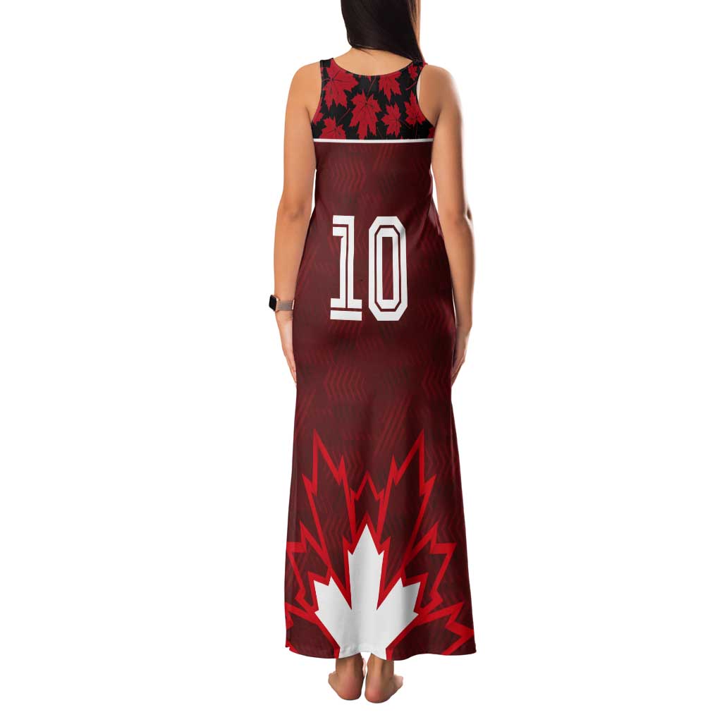 Custom Canadian Rugby Tank Maxi Dress Maple Leaves Sporty Art Style Red Color - Wonder Print Shop