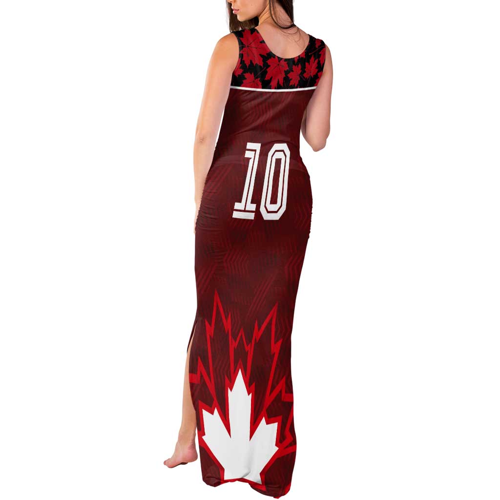 Custom Canadian Rugby Tank Maxi Dress Maple Leaves Sporty Art Style Red Color - Wonder Print Shop