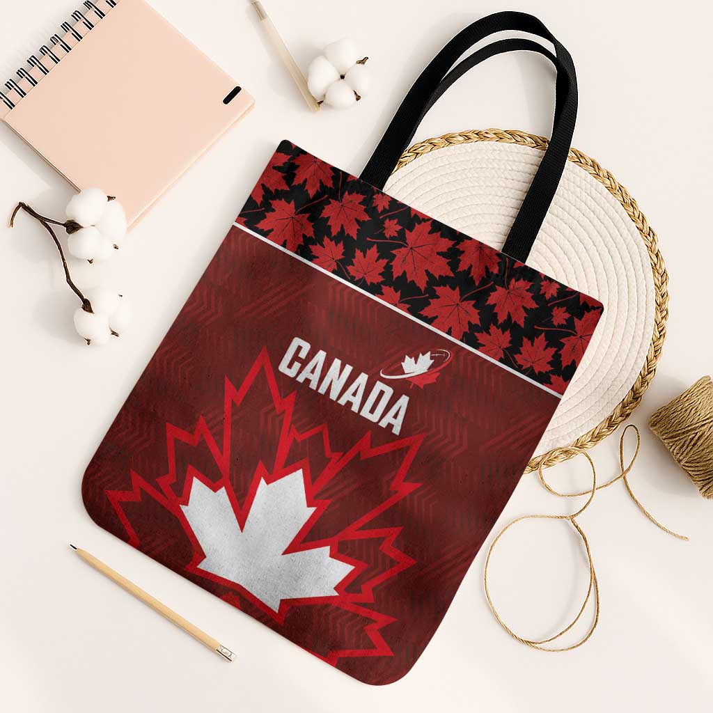 Canadian Rugby Tote Bag Maple Leaves Sporty Art Style Red Color - Wonder Print Shop