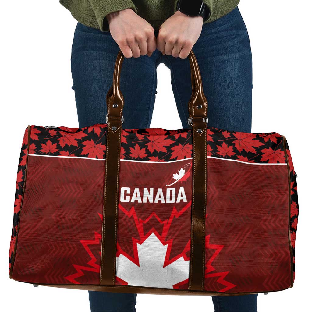 Canadian Rugby Travel Bag Maple Leaves Sporty Art Style Red Color - Wonder Print Shop