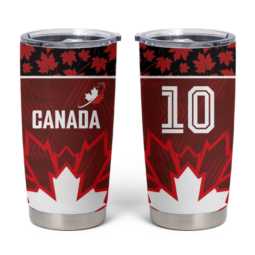 Custom Canadian Rugby Tumbler Cup Maple Leaves Sporty Art Style Red Color - Wonder Print Shop