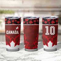 Custom Canadian Rugby Tumbler Cup Maple Leaves Sporty Art Style Red Color - Wonder Print Shop
