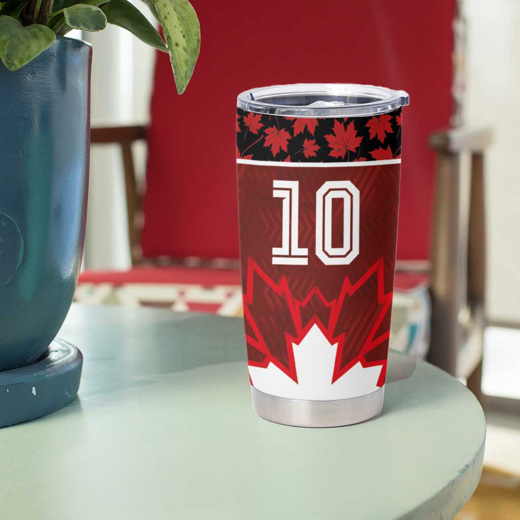 Custom Canadian Rugby Tumbler Cup Maple Leaves Sporty Art Style Red Color - Wonder Print Shop