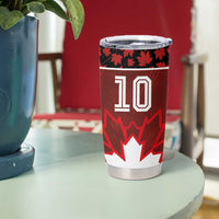 Custom Canadian Rugby Tumbler Cup Maple Leaves Sporty Art Style Red Color - Wonder Print Shop