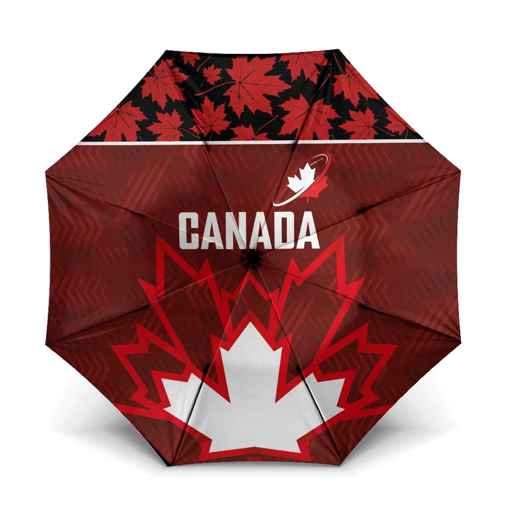Canadian Rugby Umbrella Maple Leaves Sporty Art Style Red Color - Wonder Print Shop