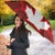 Canadian Rugby Umbrella Maple Leaves Sporty Art Style Red Color - Wonder Print Shop