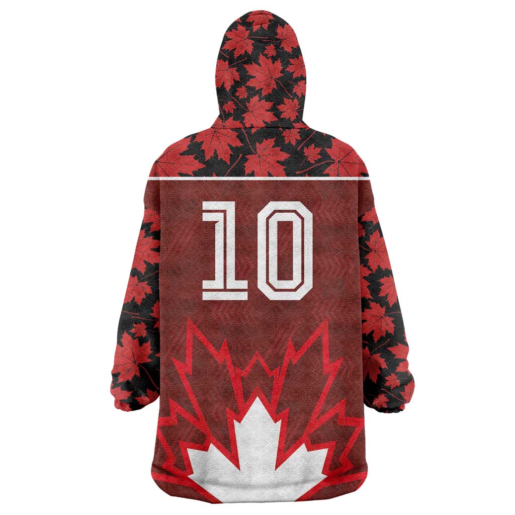 Custom Canadian Rugby Wearable Blanket Hoodie Maple Leaves Sporty Art Style Red Color - Wonder Print Shop