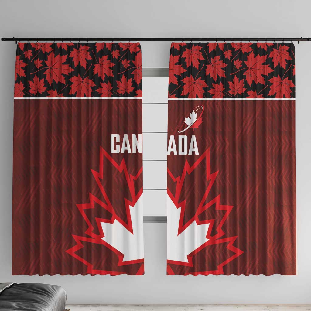 Canadian Rugby Window Curtain Maple Leaves Sporty Art Style Red Color - Wonder Print Shop