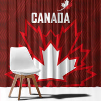 Canadian Rugby Window Curtain Maple Leaves Sporty Art Style Red Color - Wonder Print Shop