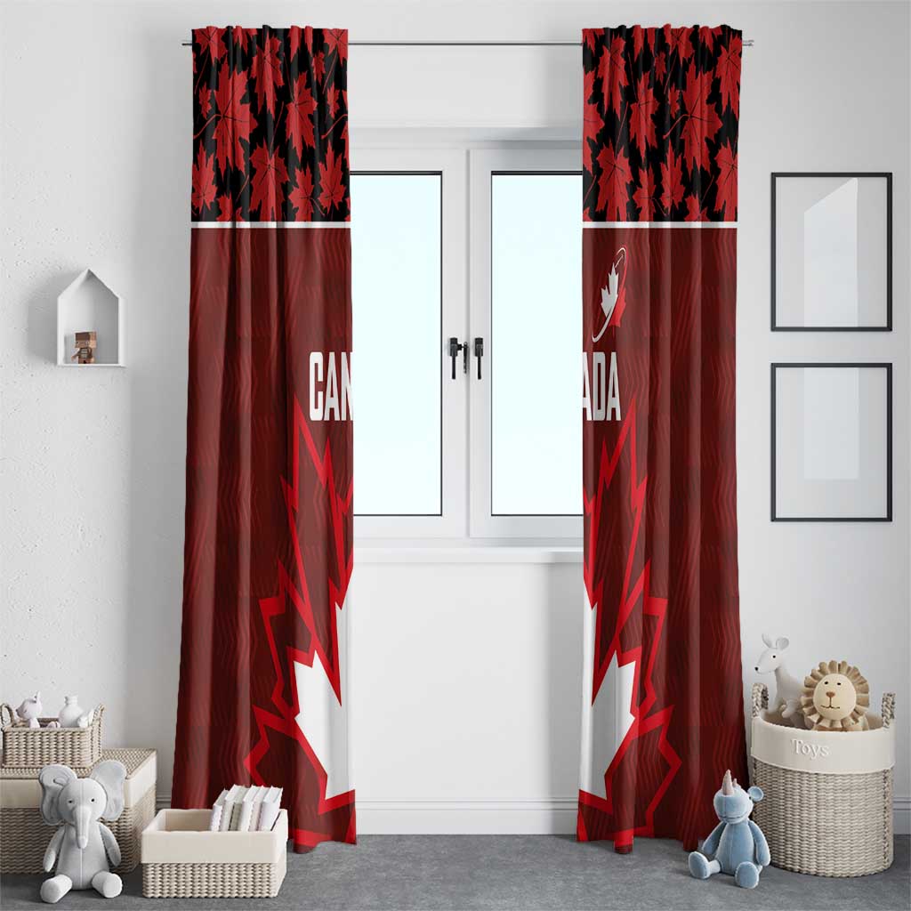 Canadian Rugby Window Curtain Maple Leaves Sporty Art Style Red Color - Wonder Print Shop