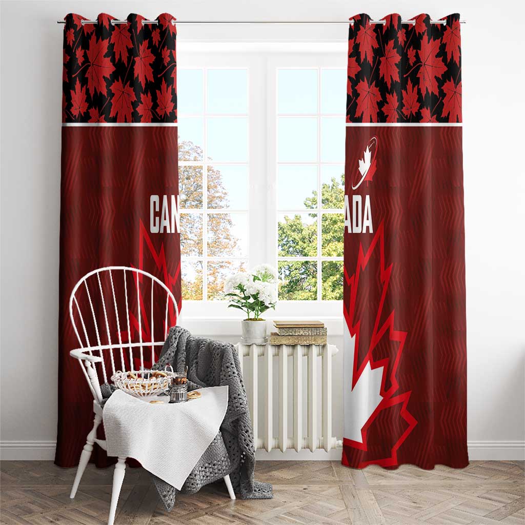 Canadian Rugby Window Curtain Maple Leaves Sporty Art Style Red Color - Wonder Print Shop