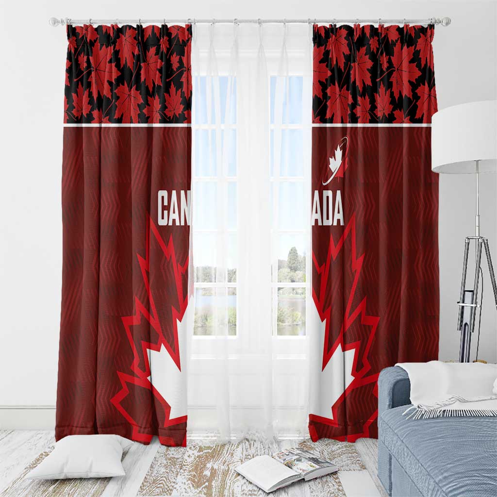 Canadian Rugby Window Curtain Maple Leaves Sporty Art Style Red Color - Wonder Print Shop