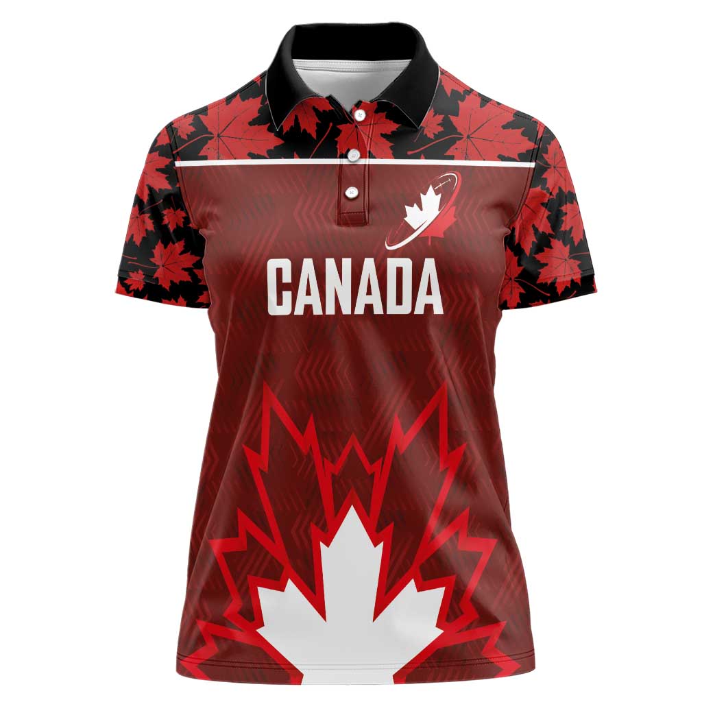 Custom Canadian Rugby Women Polo Shirt Maple Leaves Sporty Art Style Red Color - Wonder Print Shop