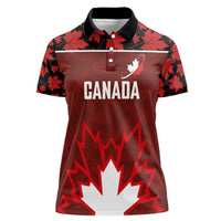 Custom Canadian Rugby Women Polo Shirt Maple Leaves Sporty Art Style Red Color - Wonder Print Shop
